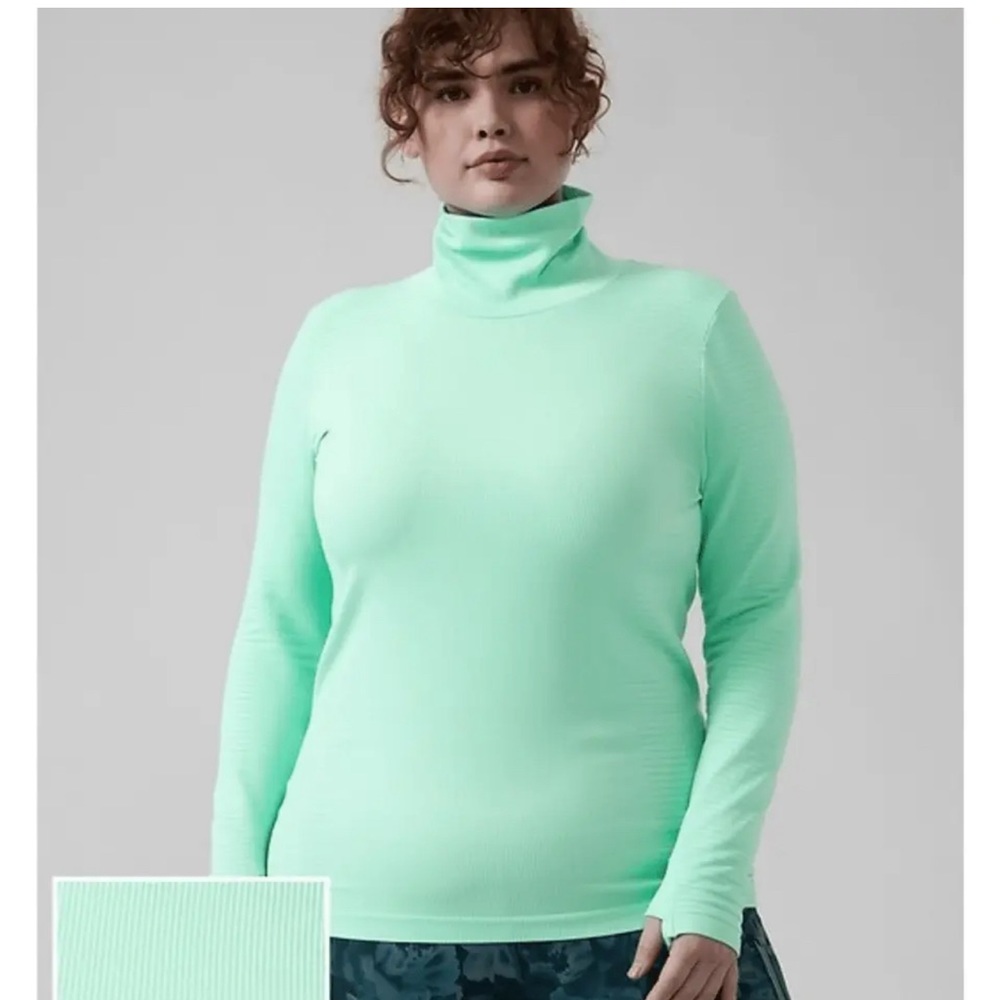 NEW Athleta Mint Flurry Blizzard Rib Turtleneck Womens Plus‎ 1X Unstinkable